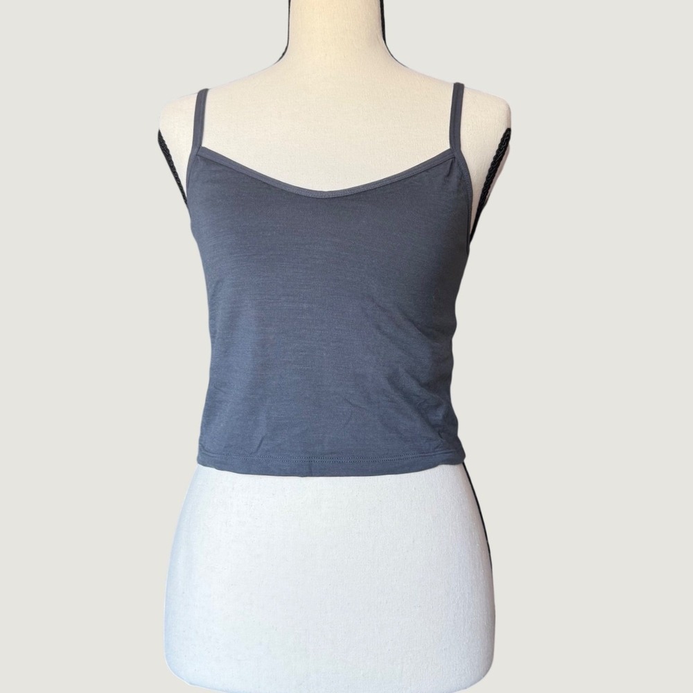 Ridge Merino Bralette Cami Women M Gray Cropped Wool Blend Base Layer Natural